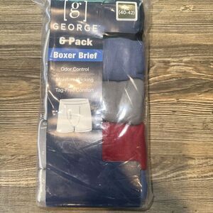 George 6 Pack Boxer Briefs Size XL(40-42)Tag-Free Moisture Wicking. NWT. J